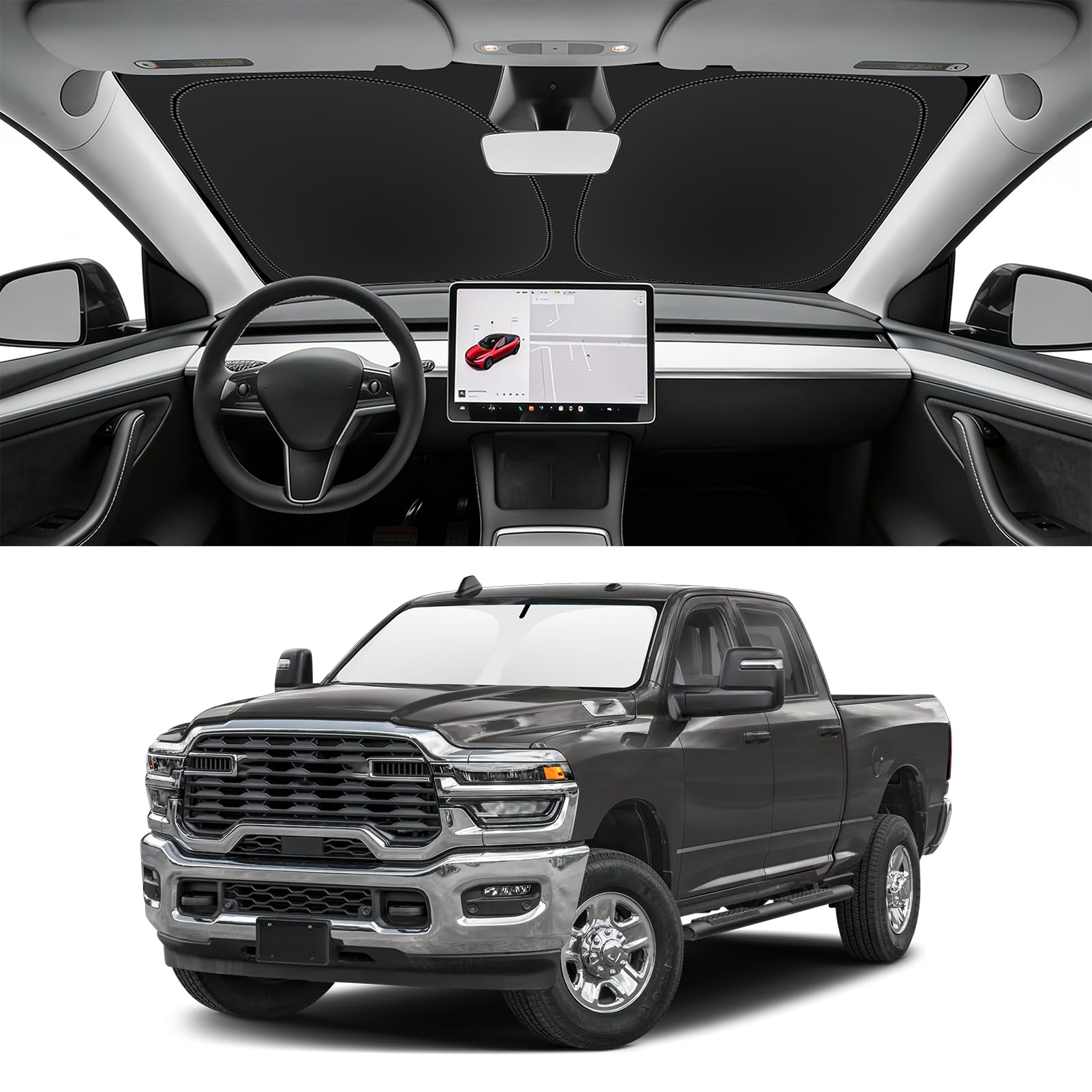 Custom Fit Windshield Sun Shade for RAM 2500 3500 2010-2026