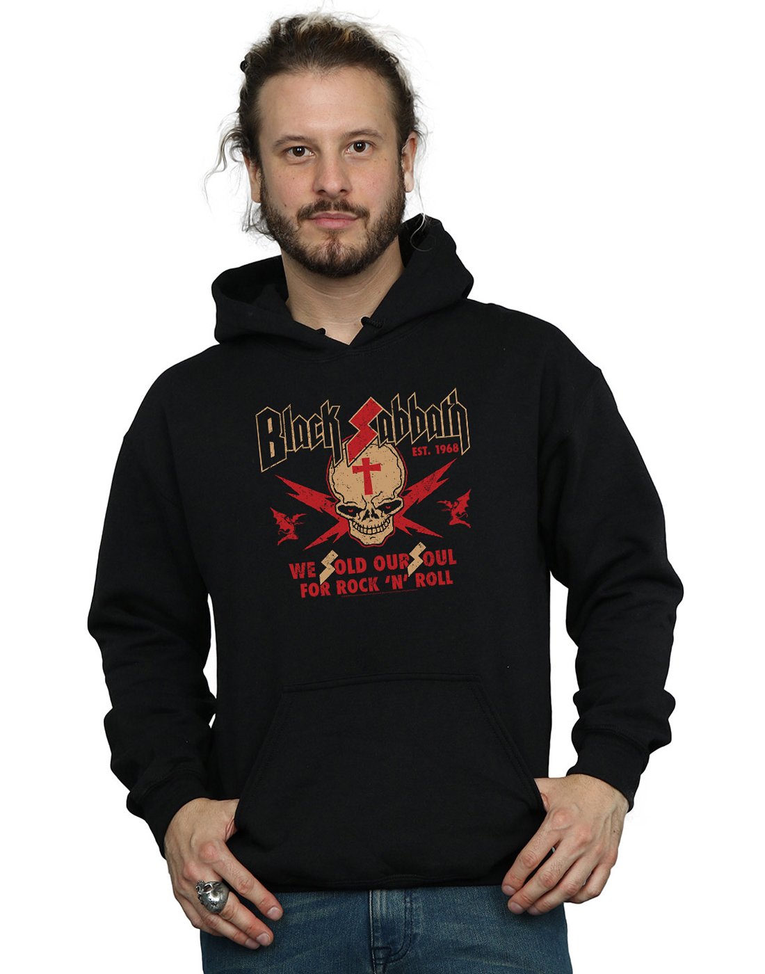 Absolute Cult Men's Black Sabbath Skull Crest Hoodie Large