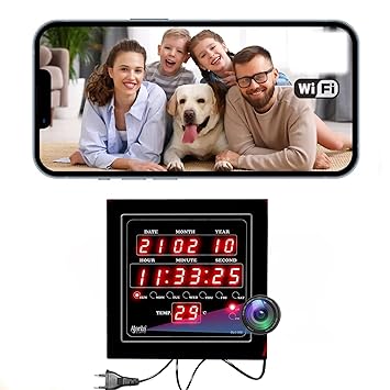 Pelupa WiFi Digital Clock HD Hidden Camera, WiFi Home 64GB inbuilt Memory Security Spy Camera