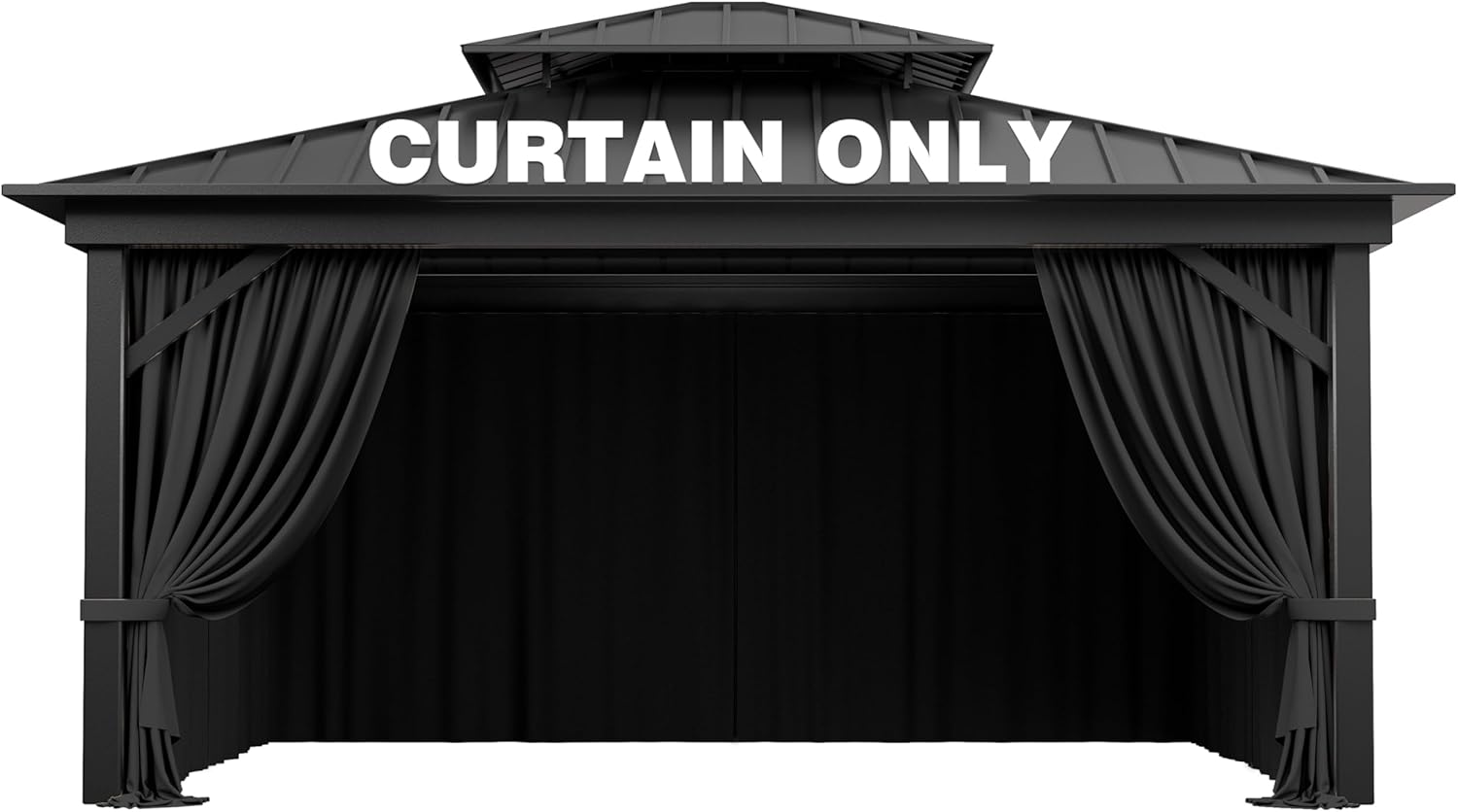 Outdoor Gazebo Curtain Replacement Universal 4-Panel Sidewalls 12' X 14',Outdoor Patio Waterproof Privacy Curtain with Double Zipper for Patio, Canopy, Garden, and Backyard (Curtain Only)
