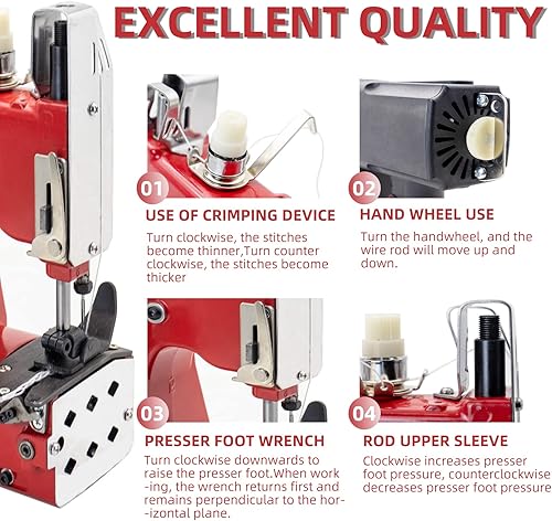 Miniatura 4 de SDRTOP Máquina de coser eléctrica de mano industrial con cierre de bolsa GK9-900 Máquina de embalaje de alcantarillado para arroz, piel de serpiente