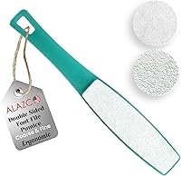 ALAZCO Double Sided Foot File Pumice Stone - Ergonomic Heel Scrubber for Instant Smooth Feet, Callus Remover & Pedicure Tool