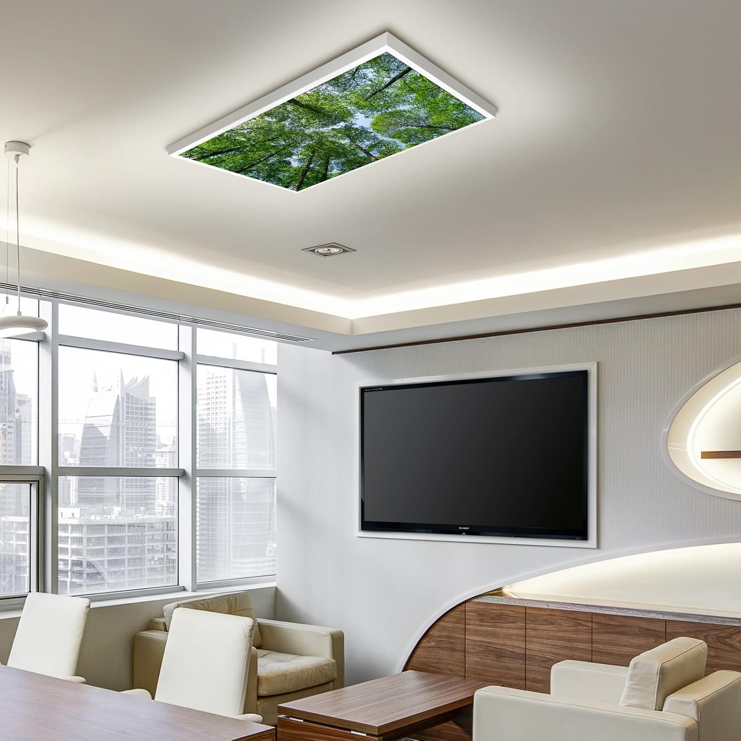 Lights Fluorescent Light Covers for Classroom Office Forest Canopy LED Ceiling Light Cover Skylight Film Filter Eliminate Eye Irritation and Headache Bedroom Home Ceiling lamp Decor