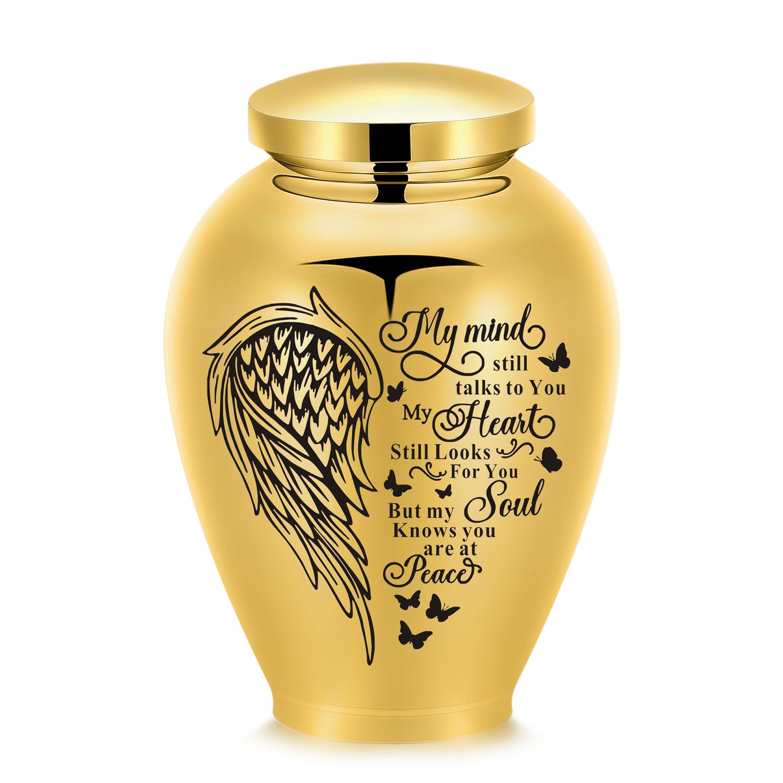 Große Einäscherung Urnen für Hunde und Katzen Haustier Urnen für Hunde Asche Haustier Urnen für Katzen Personalisierte Hund Urnen Andenken Memorial Urn für Hunde (Gold, Flügelherz)