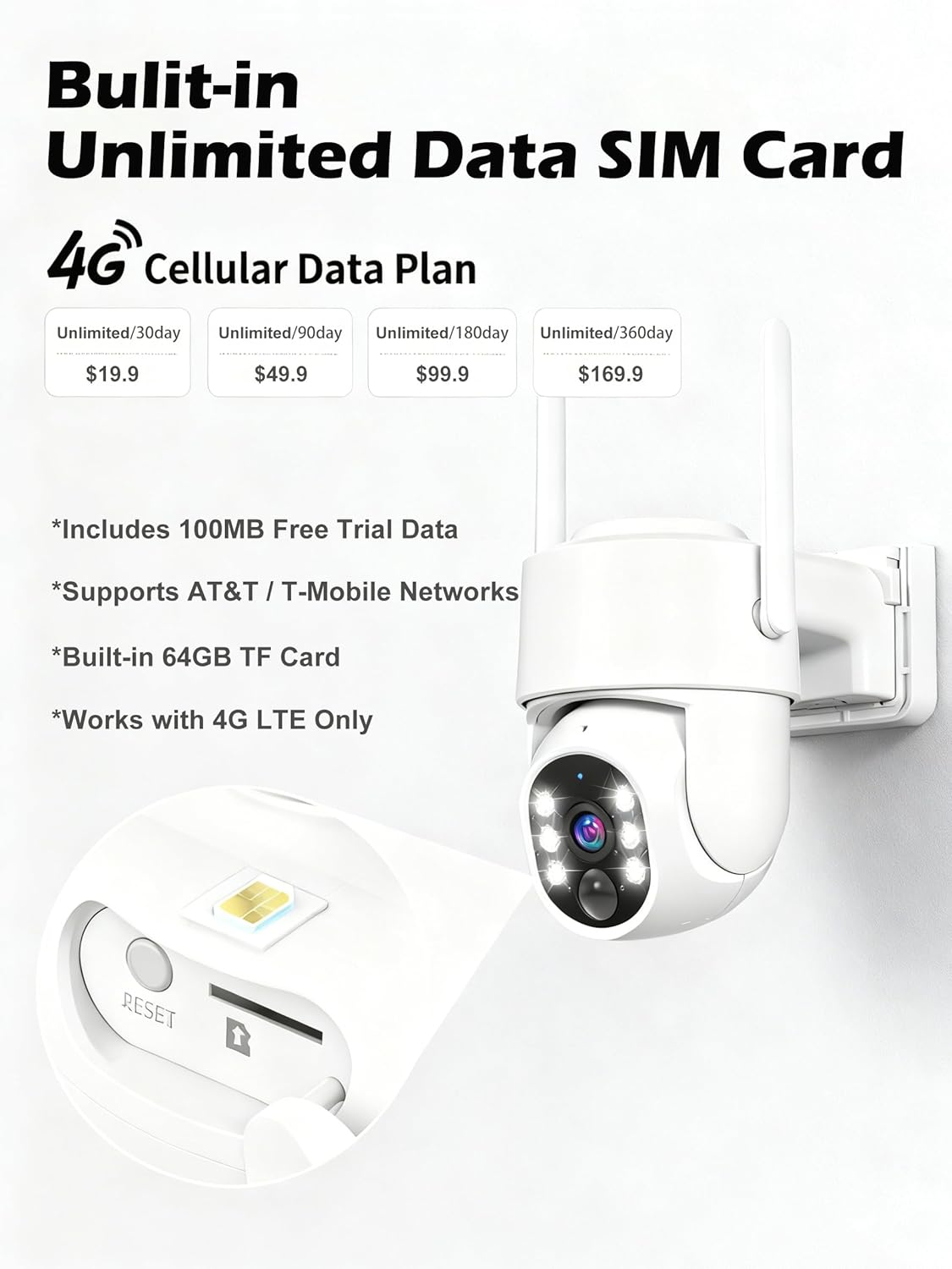 Condition photo showing New/Like New for 4G LTE Cellular Solar Security Cameras Wireless Outdoor, No WiFi Solar & Battery Powered Outdoor Security Camera, 2K Color Night Vision, Human Detection, Built in TF/SIM Card