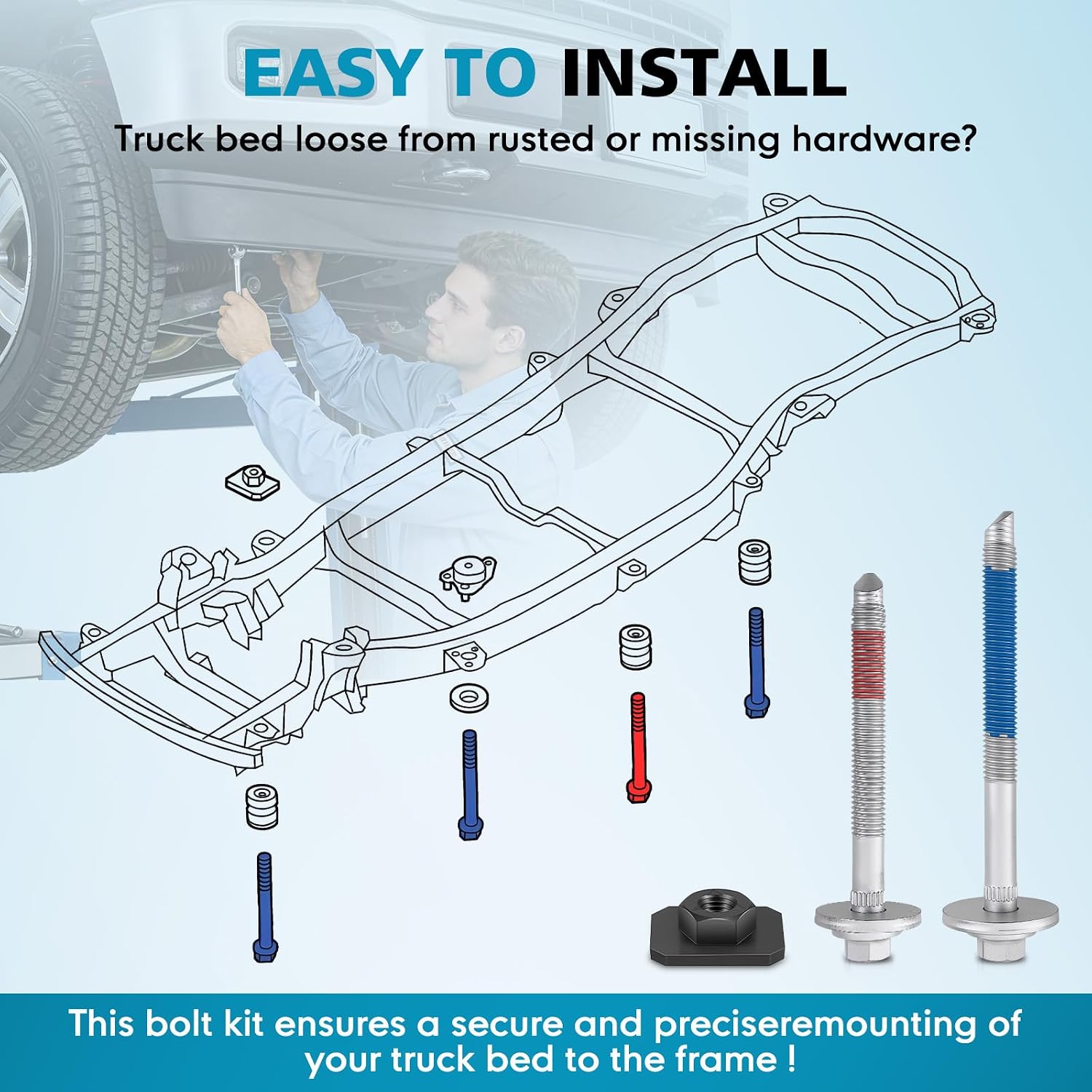 13848 Frame to Body Mounting Bolt Kit Compatible with Ford F250/F350 Super Duty Crew Cab 2008-2016 Replaces# 2L1Z78101C58AA W712879S439 W715132S439K