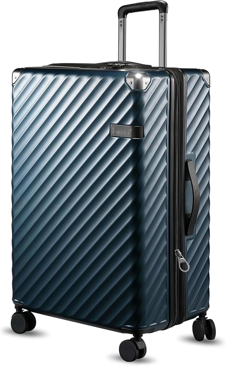 LUGGEX Luggage with Spinner Wheels, Polycarbonate Expandable Hard Shell Suitcase, Checked Large 28 Inch, Navy