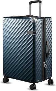 LUGGEX Luggage with Spinner Wheels, Polycarbonate Expandable Hard Shell Suitcase, Checked Large 28 Inch, Navy