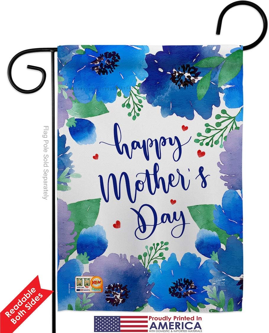 Royal Floral Mothers Day Garden Flag Set Wood Dowel Family Mother Mom Mama Grandma Love Flowers Parent Sibling Relatives Grandparent Small Gift Yard House Banner Double-Sided Made In USA 13 X 18.5