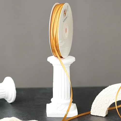 Miniatura 5 de HUIHUANG Cinta dorada satinada de 18 pulgadas, rollo de 100 yardas, doble cara, manualidades, envoltura de regalos, lazos de bricolaje, decoración,