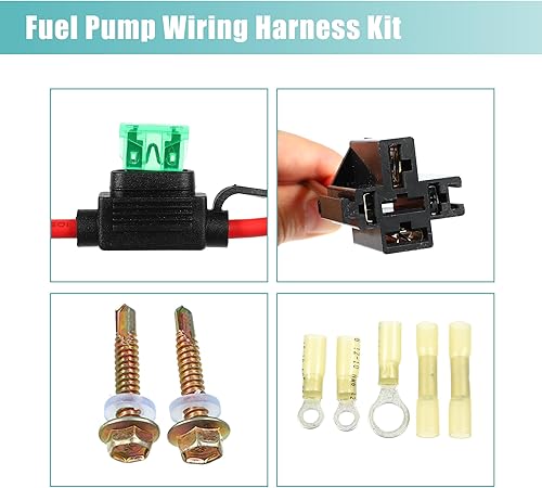 Miniatura 5 de X AUTOHAUX Kit de relé de bomba de combustible eléctrica universal para sistema de 12 V CC 4 pines 12 V 40 amperios relé 30 amperios disyuntor 80