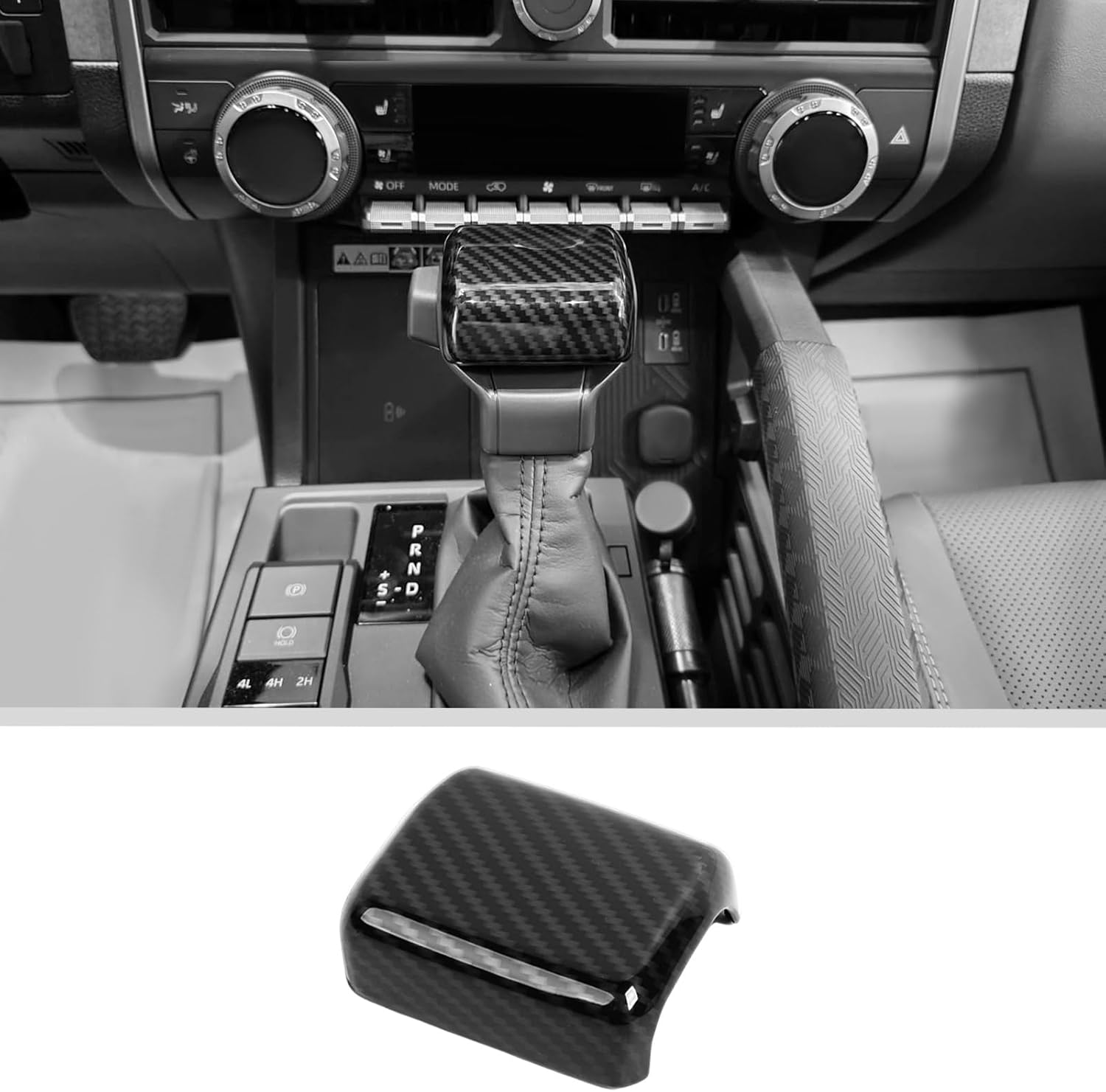 JWWY Gear Shift Knob Shifter Lever Knob Cover Trim Fit for 2024-2025 Toyota 4runner Interior Accessories Carbon Fiber
