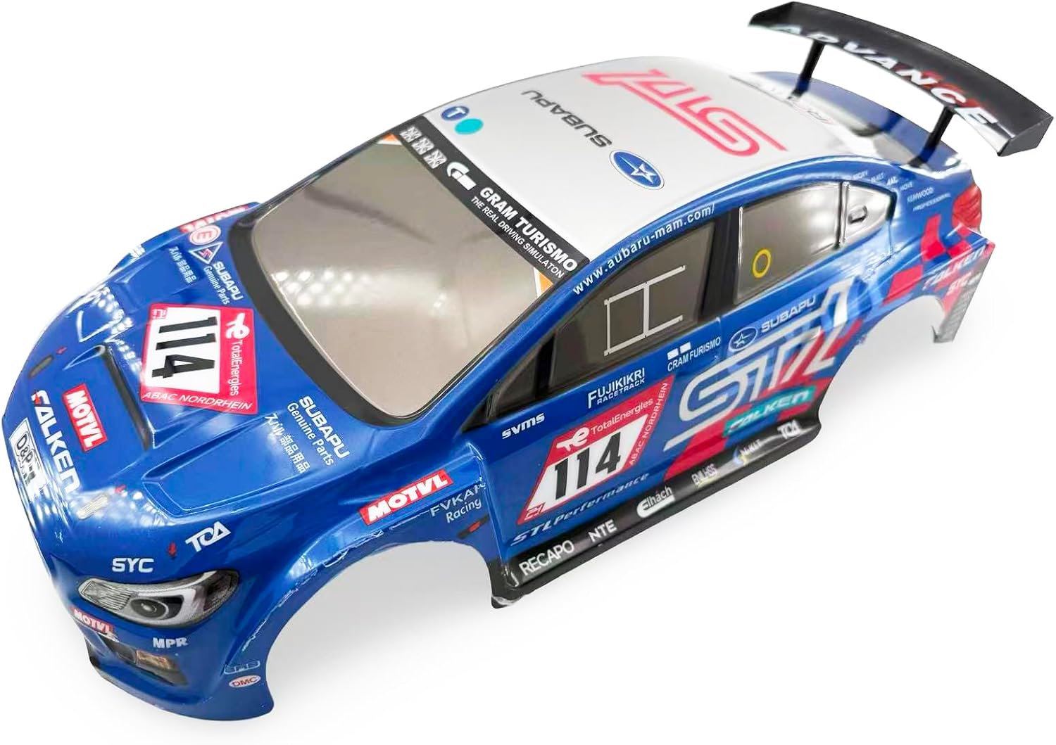 1/10 Scale RC Drift Racing Touring On Road Car Painted Body Shell, Spoiler Included, Pre-Cut, 258mm Wheelbase (Subaru STI Style)