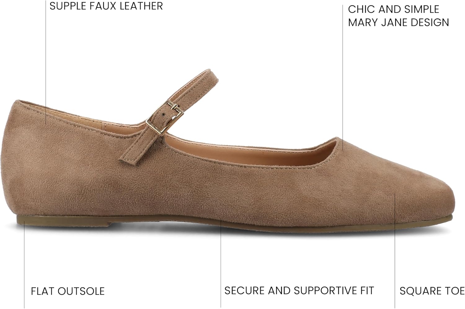 Journee Women's Carrie Medium and Wide Width Buckle Strap Dress Flats