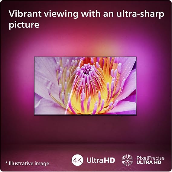 Philips Ambilight 55PUS8109 4K LED Smart TV - 55 Inch Display with Pixel Precise Ultra HD, Titan OS Platform and Dolby Atmos Sound, Works with Alexa and Google Voice Assistant - Satin Chrome [Energy Class F]