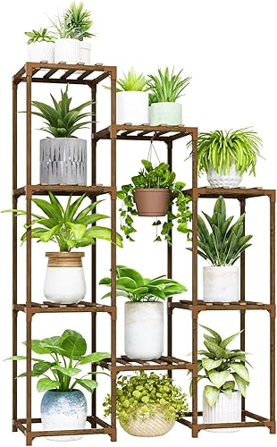 Miniatura 14 de Bamworld Soporte para plantas al aire libre, estante de metal para múltiples plantas, soporte grande para plantas, impermeable, para jardín, sala de