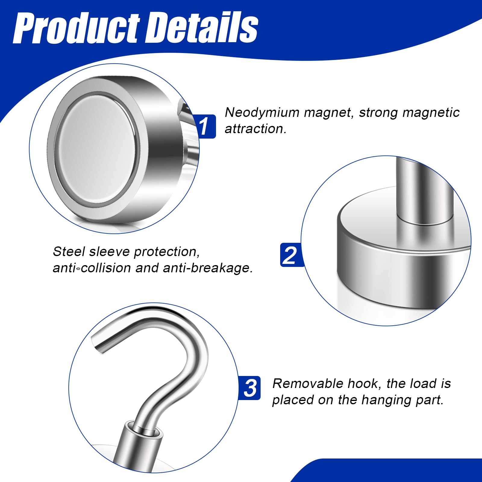 Ganci Magnetici Extra Forti 15kg - 6 Pezzi Con Magneti Al Neodimio - Foto 8