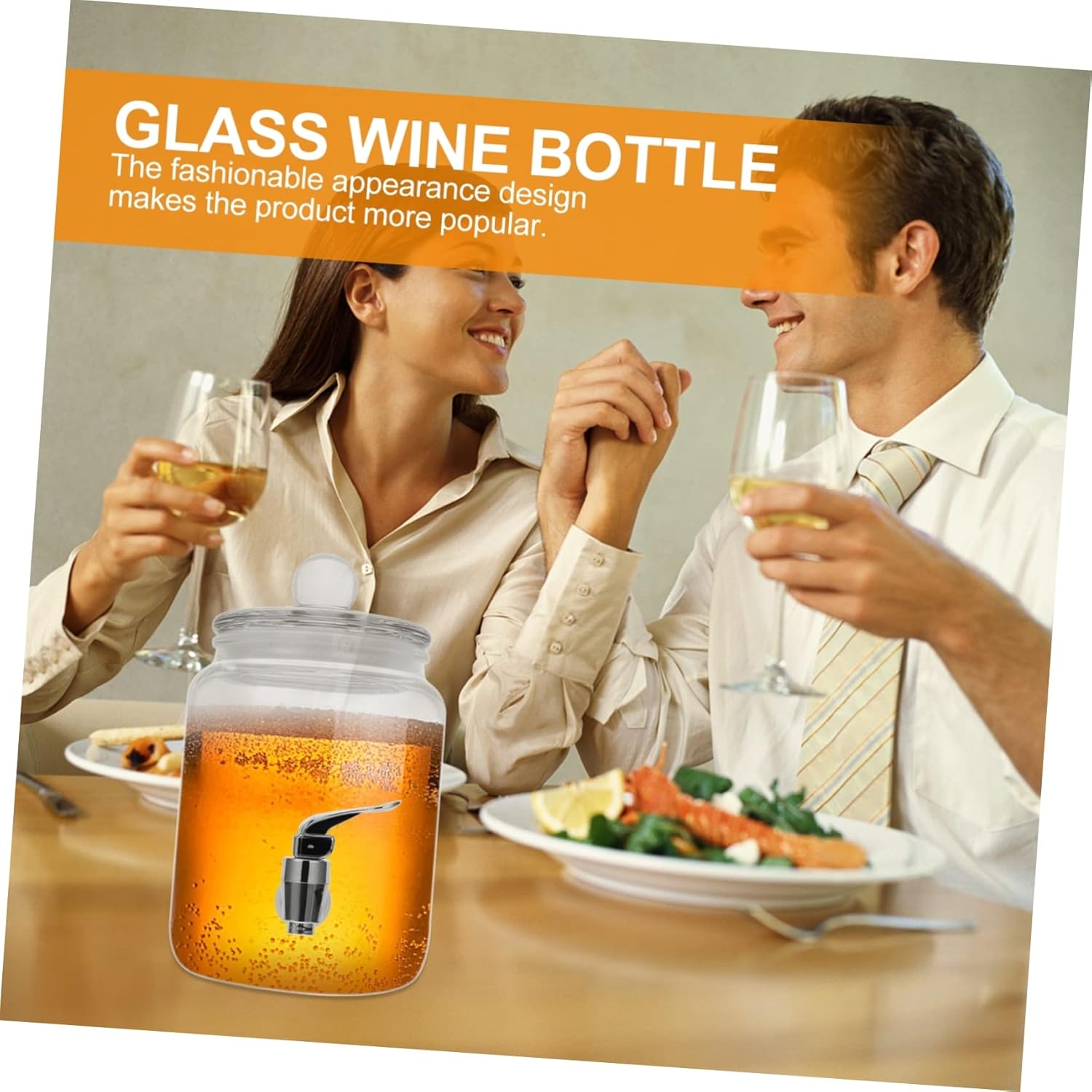 Cabilock Practical Wine Dispenser Spigot 1.5 Gallon Glass Drink Barrel Sturdy Beverage Dispenser for Parties and Events for Juices and Cocktails