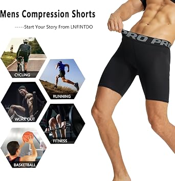 3 Pack Compression Shorts Mens Running Quick Dry Baselayer Shorts