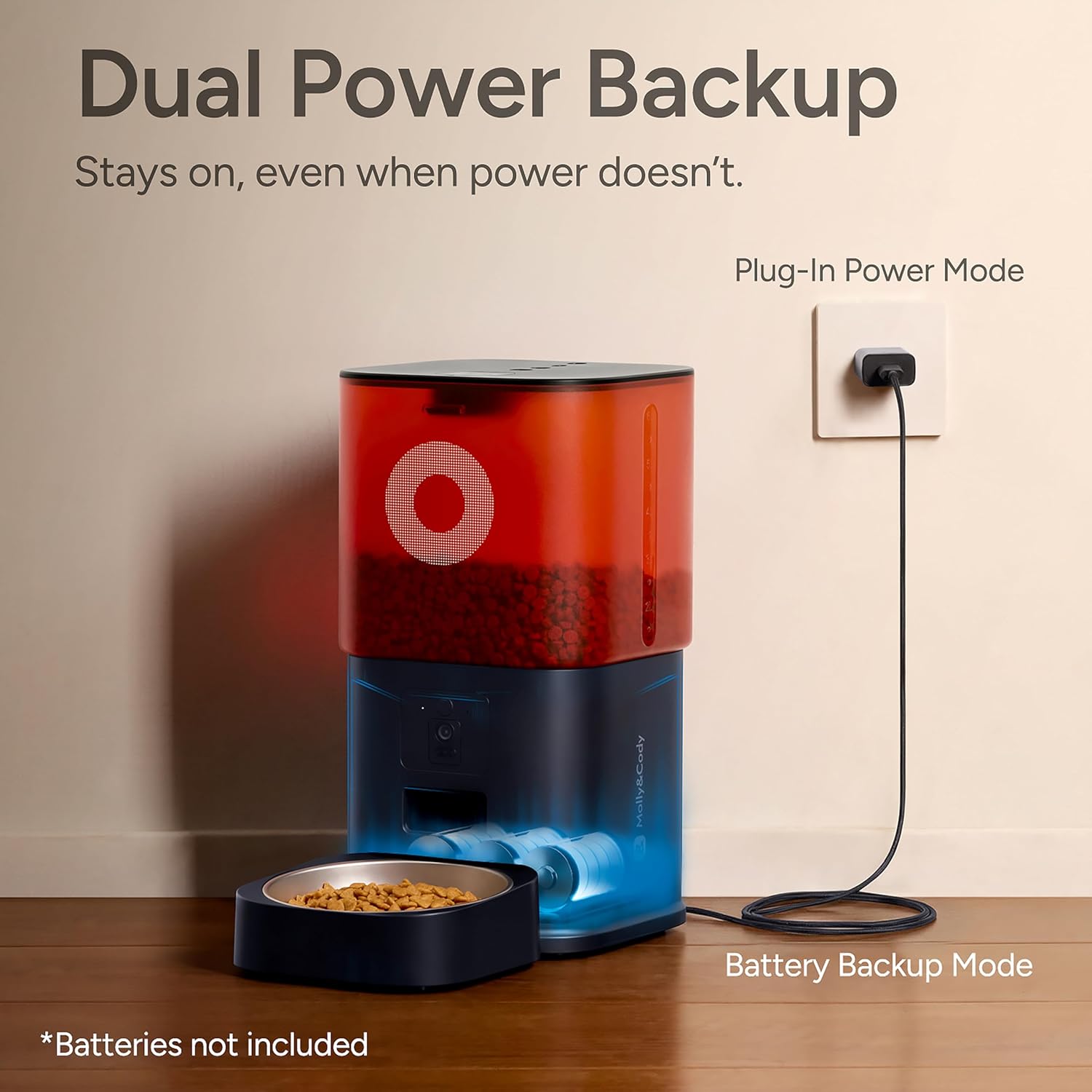 Automatic Cat Feeder with Camera: 6L Automatic Dog Feeder with 2-Way Audio Night Vision Dual Power Supply App Control 2.4G WiFi, Timed Auto Cat Food Dispenser with Stainless Steel Bowl(Black)