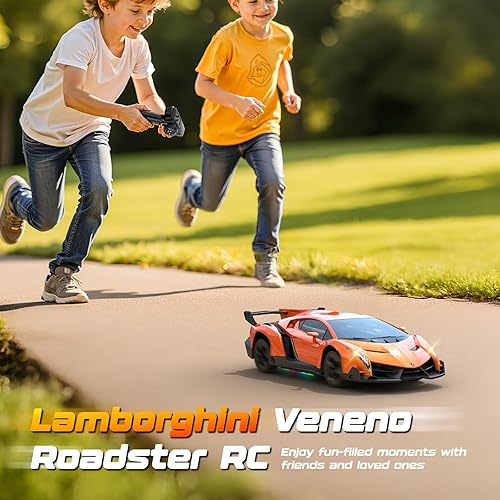 Miniatura 6 de Lamborghini - Coche de juguete a control remoto, con licencia oficial RC Drift de 9.3 mih con luz inferior y faros, escala 124 2.4 GHz, 2 baterías