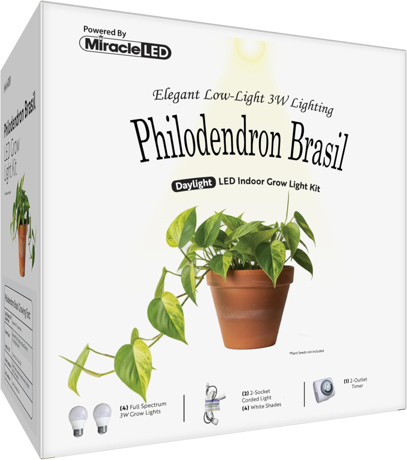 Miracle LED Elegant Low-Light Philodendron Brasil Grow Light Kit 2-Socket Full Spectrum (2- Pack)