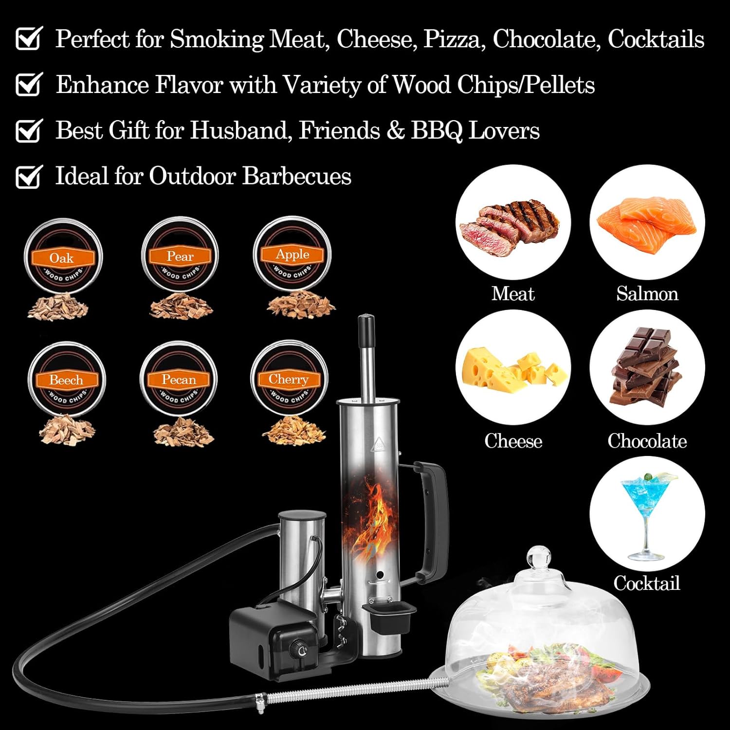 Cold Smoke Generator for BBQ Grills & Smokers – Boost Smoke Output & Flavor, Heavy-Duty Stainless Steel Cold Smoker Attachment for Meat, Cheese, Salmon，Fish, Bacon,Fits Traeger, Pit Boss,Weber Ect.