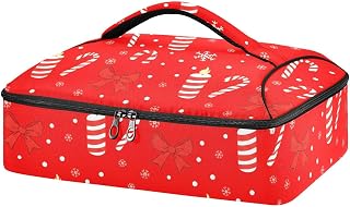 Striped Candles Pattern Casserole Carrier Bag, Thermal Insulated Food Tote, Hot & Cold Dish Storage Case for Picnic Camping Parties