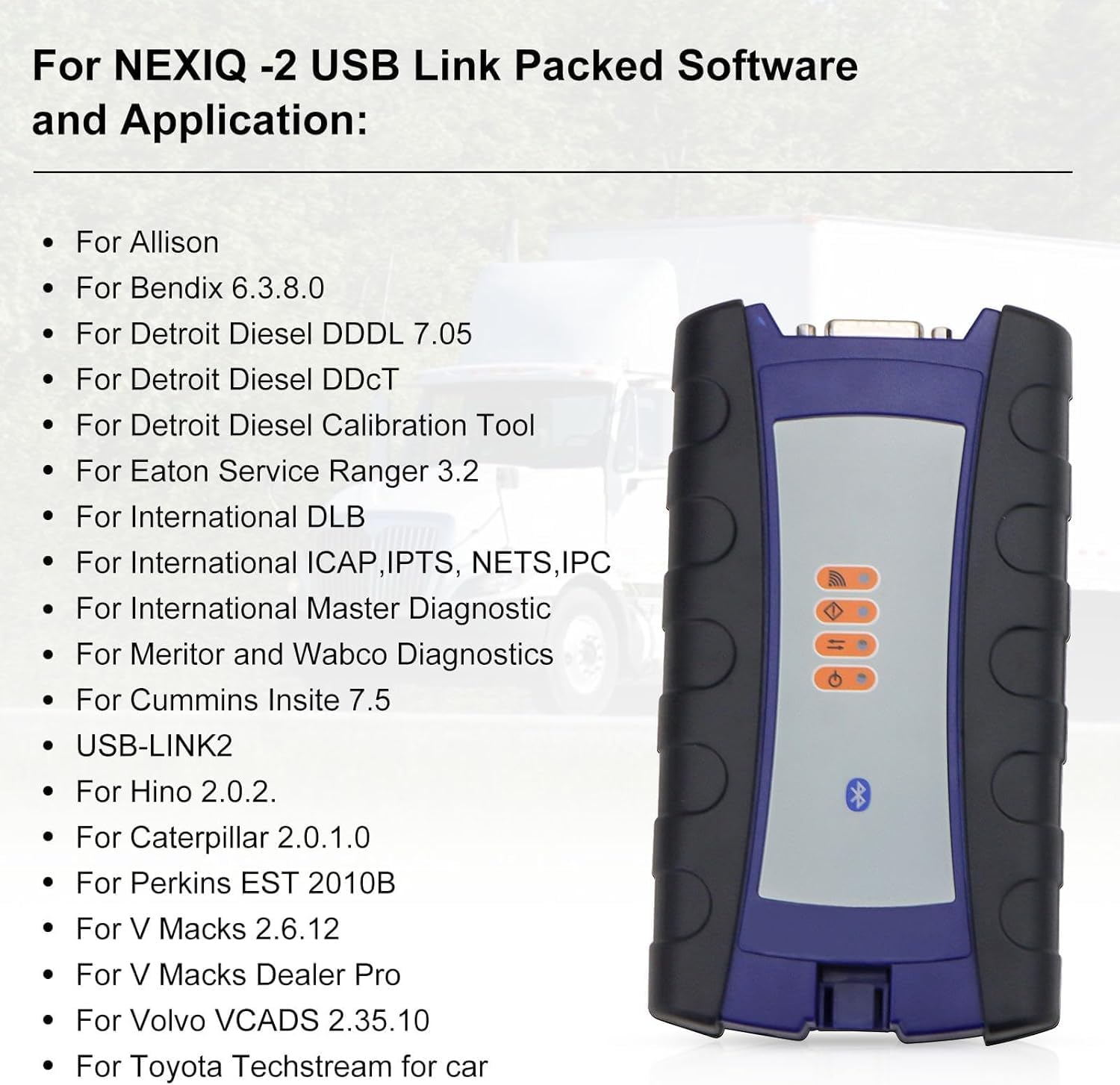Heavy Duty Truck Scanner forNexiq USB Link 2 - Pro Diesel Scanner Diagnostic Tool & USB Link 2 Scan Tool for Heavy Duty Trucks, Excavators, Diesel Vehicles 124032