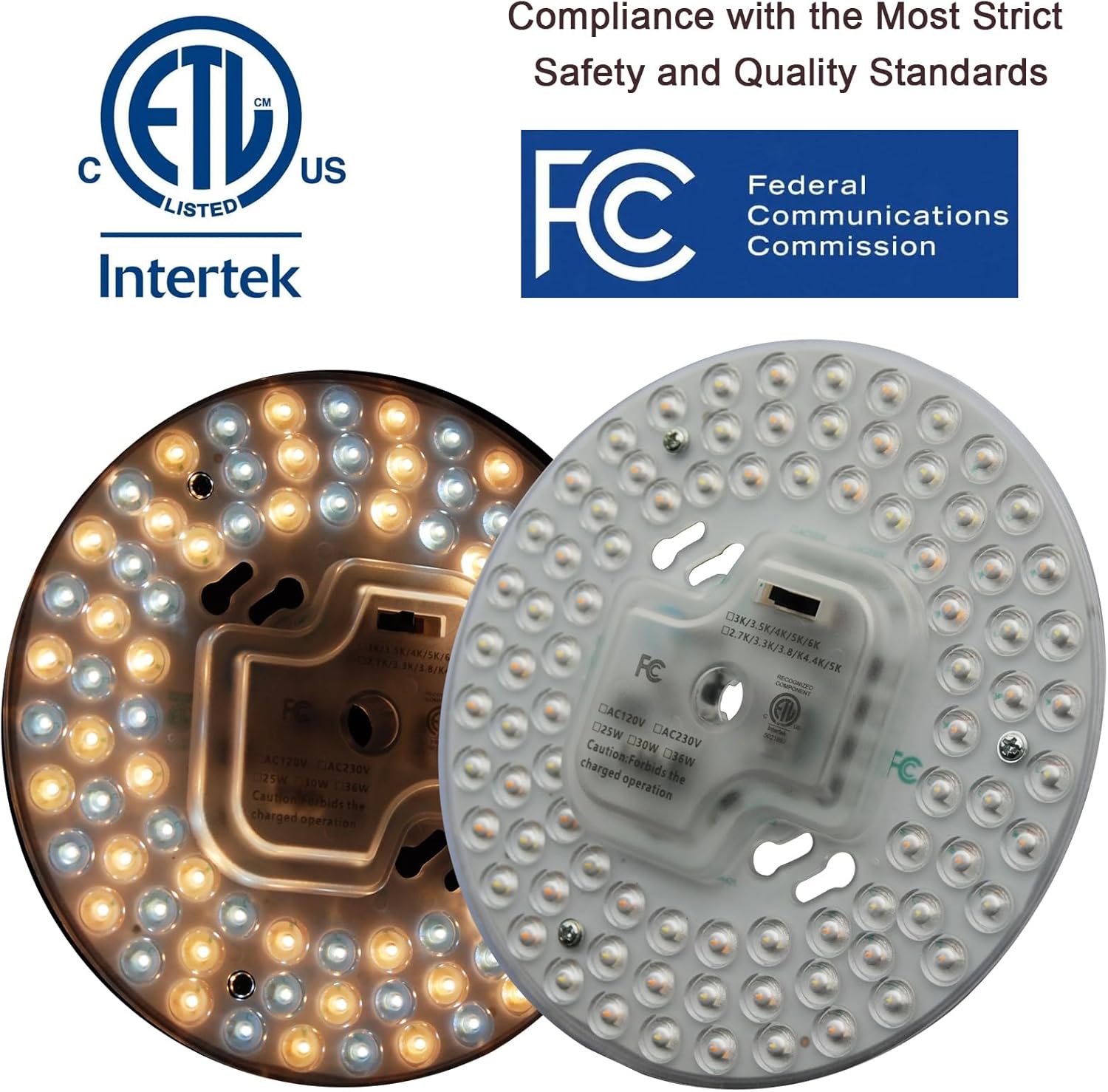 36W 5CCT Dimmable LED Ceiling Fan Flush Mount Light Engine Retrofit Kit Replacement, Round LED Panel Circle Fluorescent Bulb, ETL Certified (1 Pack)