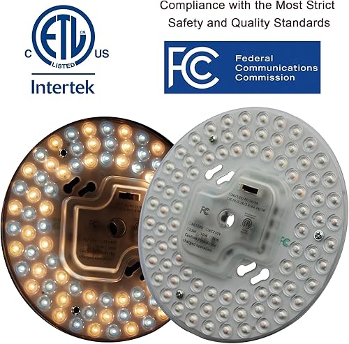 Miniatura 4 de Ventilador de techo LED regulable de 36 W, 5 CCT, luz empotrada, kit de reacondicionamiento del motor, bombilla fluorescente circular de panel LED