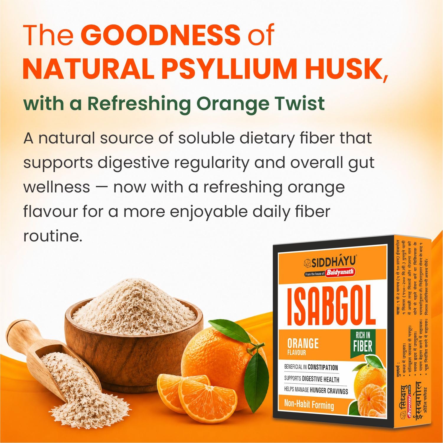 Baidyanath Asli Ayurved Orange Isabgol- Psyllium Husk Powder 50g| Boosts Digestion | Constipation Relief Naturally | Rich Source Of Dietary Fiber Supplement — Amazon image 4