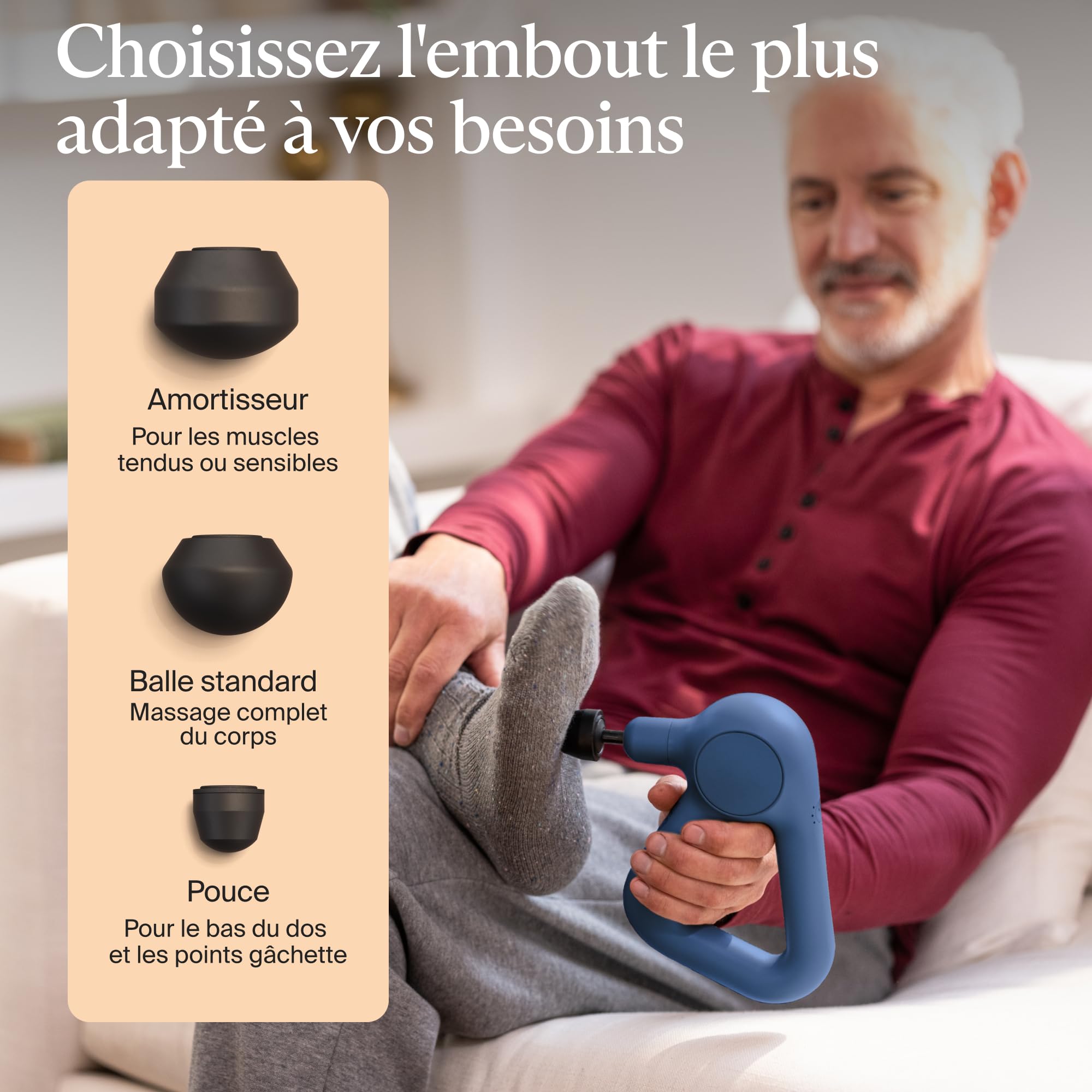 Theragun Relief pistolet de massage à percussion portable – Facile à utiliser, confortable et léger pour soulager la douleur quotidienne dans le cou, le dos, les jambes, les épaules et le corps-Marine