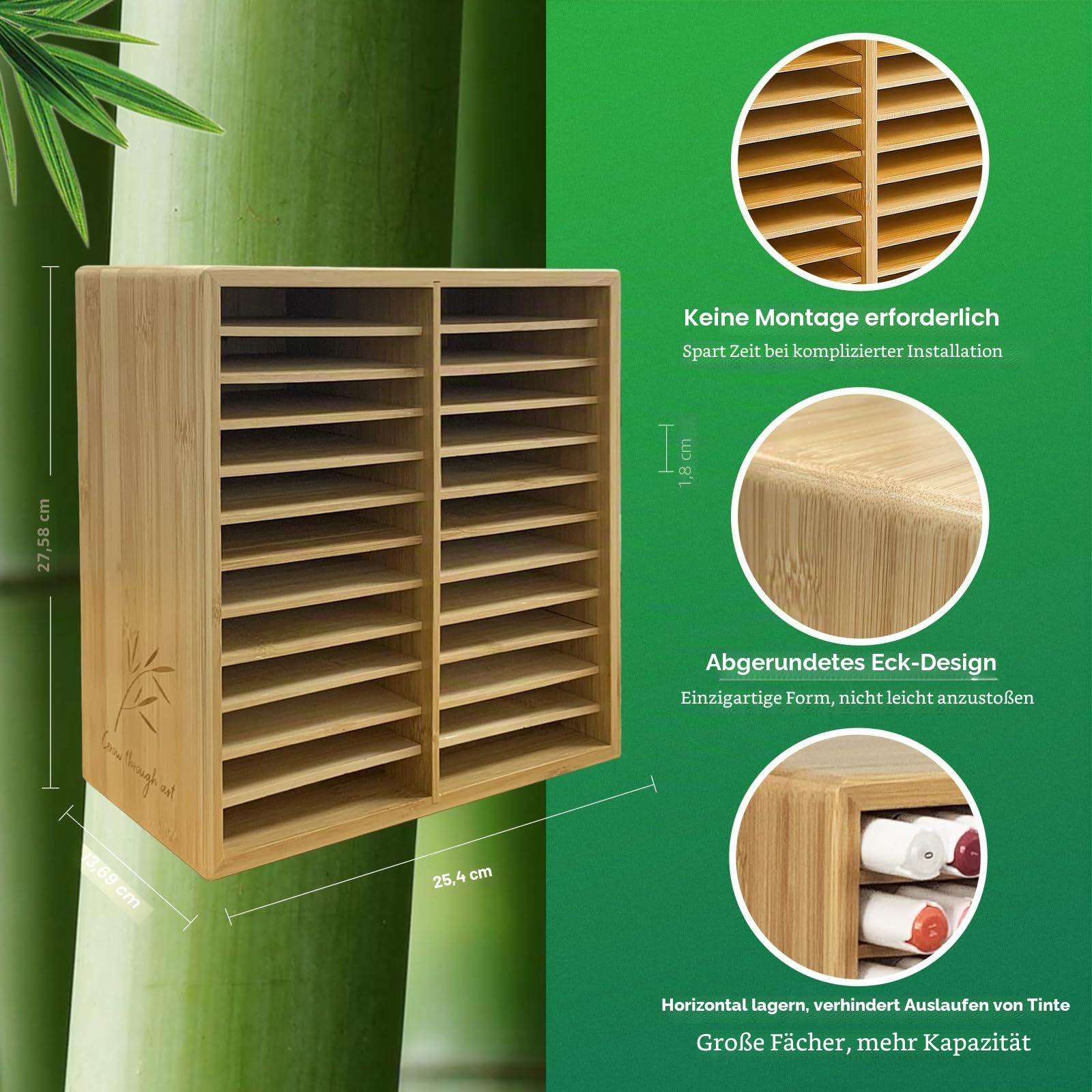 Marker-Organizer für 168 Marker, Bambus-Holz, Schreibtisch-Organizer, Regal, Marker, Stifte, Bleistifte, Kunstpinsel, Aufbewahrungshalter für Zuhause, Klassenzimmer, Büro, Dekoration