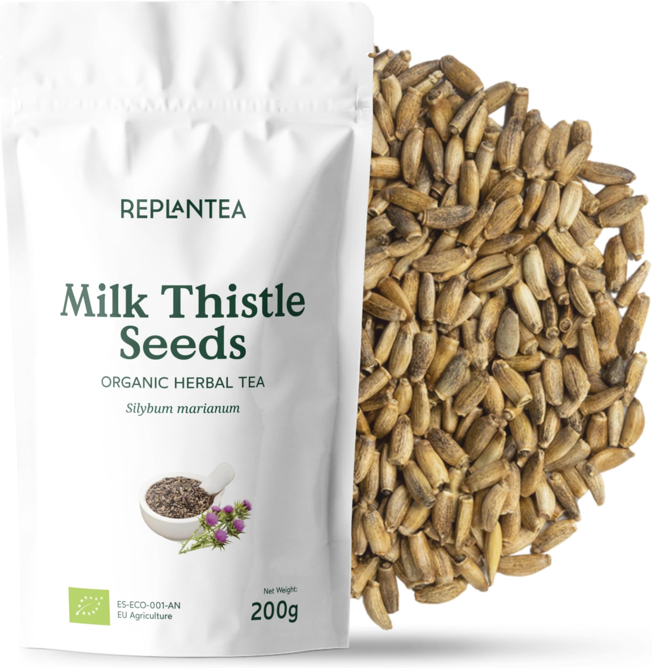 Milk Thistle Tea Organic 200g (100 Cups) | Milk Thistle Seeds, Loose Leaf Herbal Tea | Silybum Marianus REPLANTEA