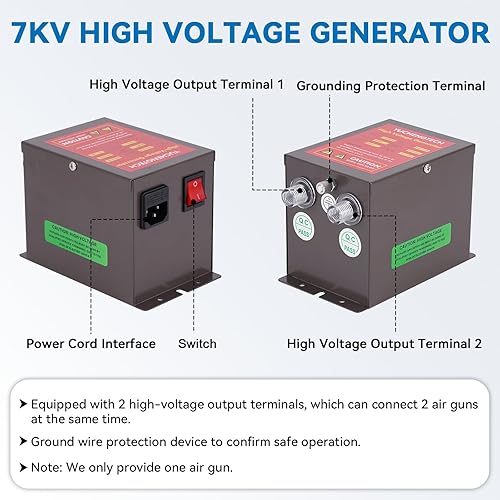 Miniatura 5 de YUCHENGTECH Pistola de aire ionizante mejorada 7KV Pistola de aire antiestática Eliminador estático Ionizador antiestático+generador de alto voltaje