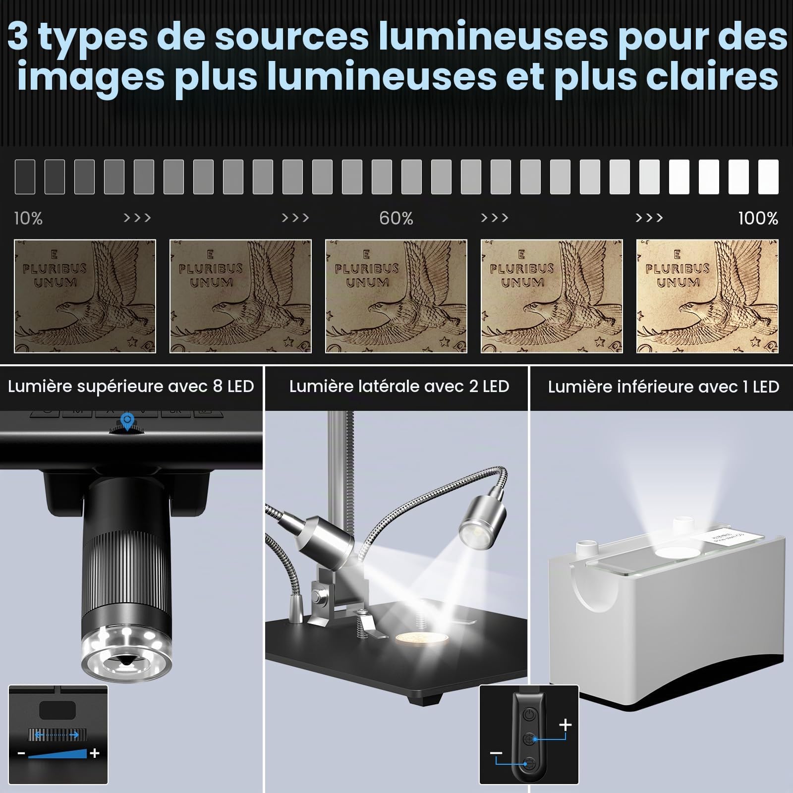 Andonstar AD210 Microscope numérique LCD 10,1 pouces pour réparation électronique