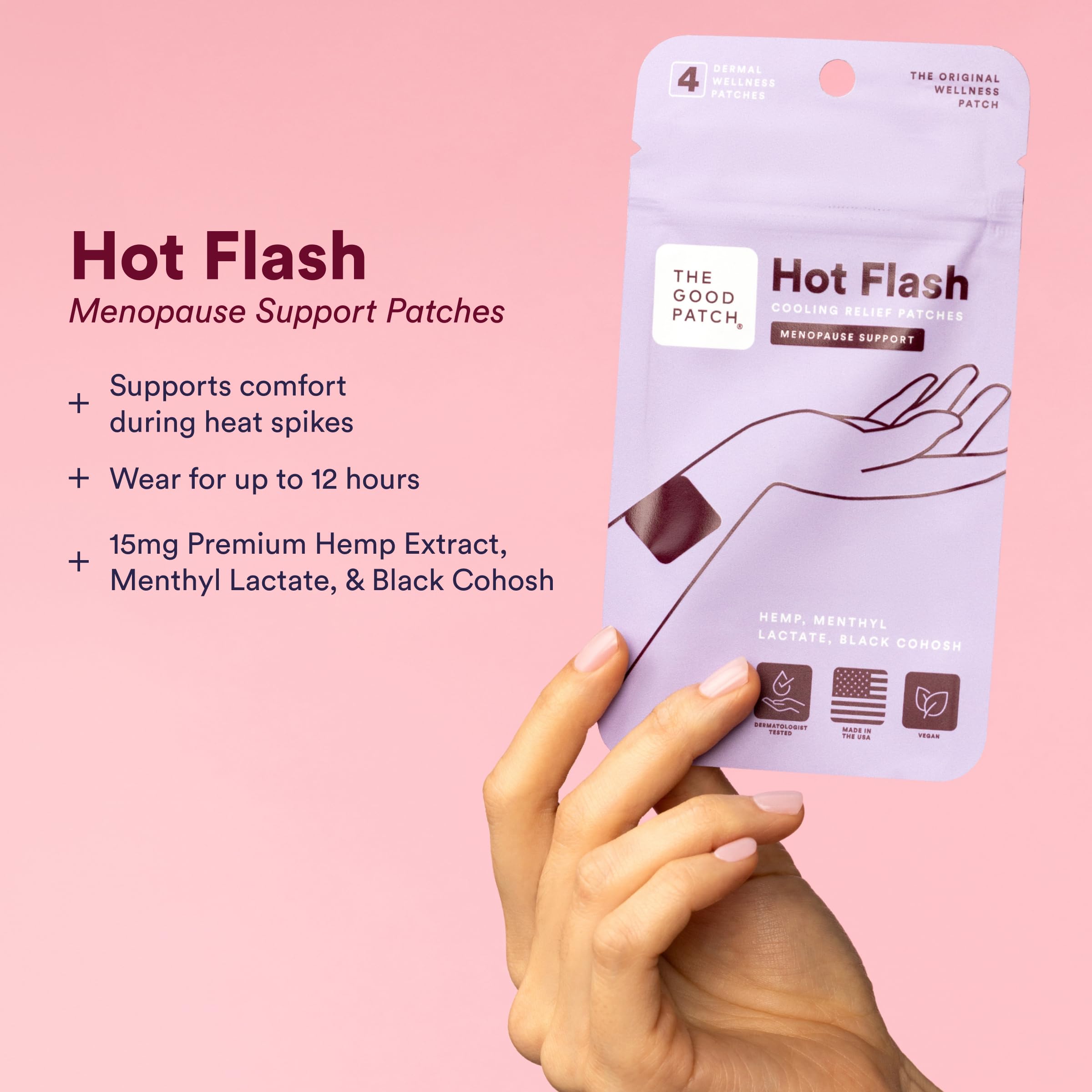 The Good Patch Hot Flash Hemp Cooling Patches (8 Total Patches) — Amazon image 2
