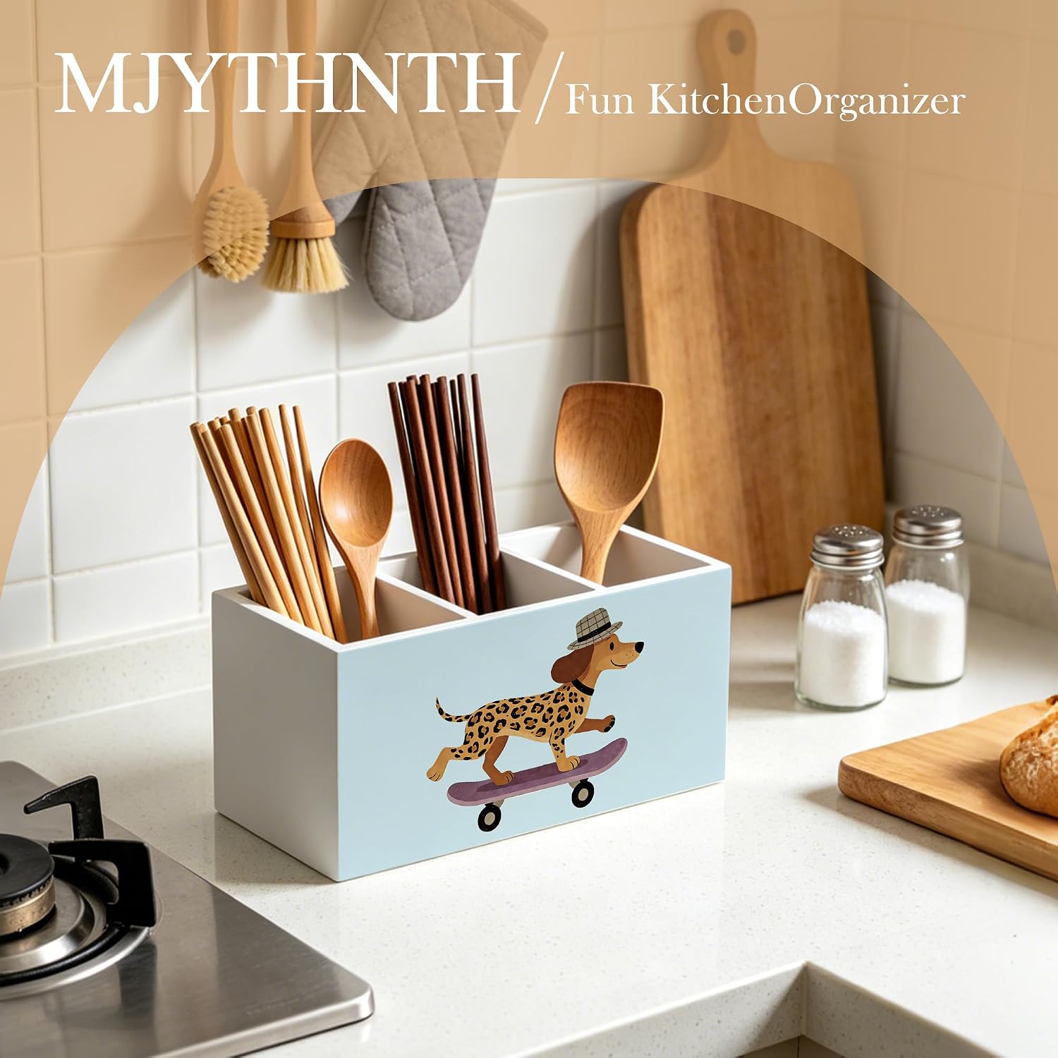 Funny Dachshund Pencil Pen Holder for Desk, Dachshund Lovers Gifts, Trendy Skateboard Sausage Dog Wooden Box Sign Pen Holder Organizer for School Home Office Desk Accessories image 5