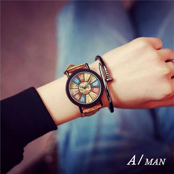 Amazon 腕時計 時計 ウォッチ ペアウォッチ アナログ表示 デザイン文字盤 イラスト レザーベルト カラフル 生活防水 カップル Pcam レディース腕時計 腕時計 通販