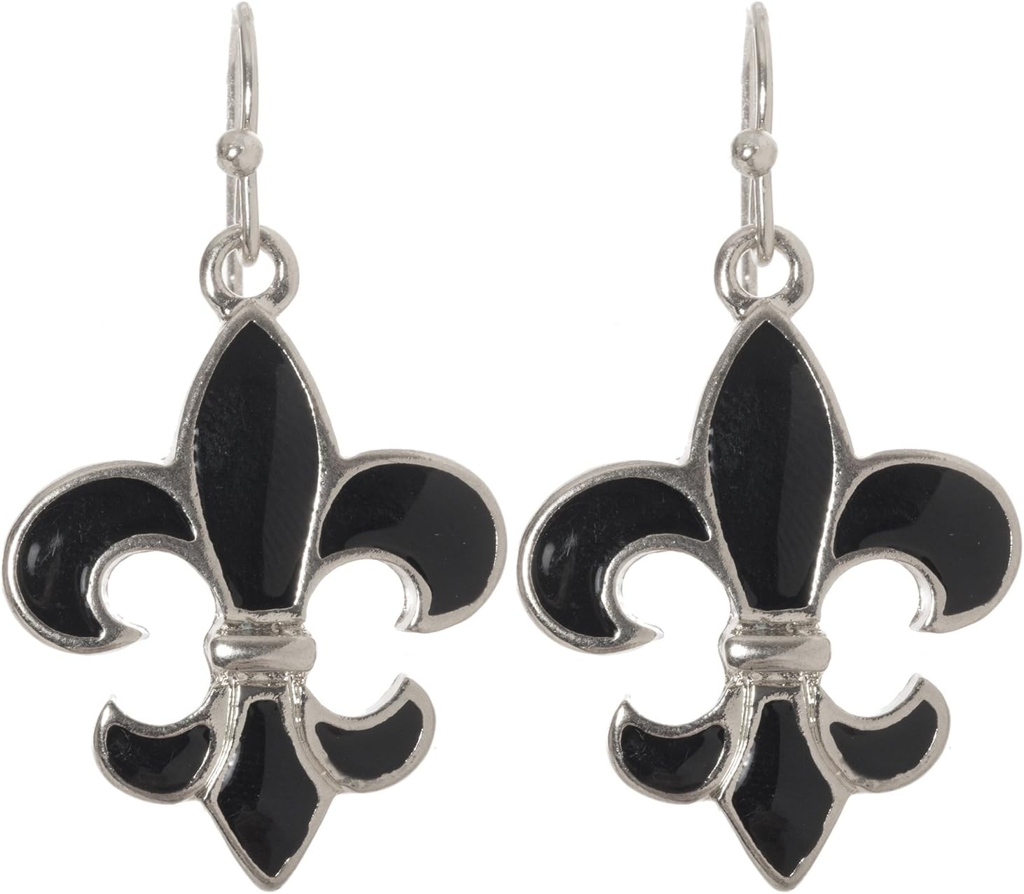 Artisan Owl - Black Fleur De Lis Dangle Earrings