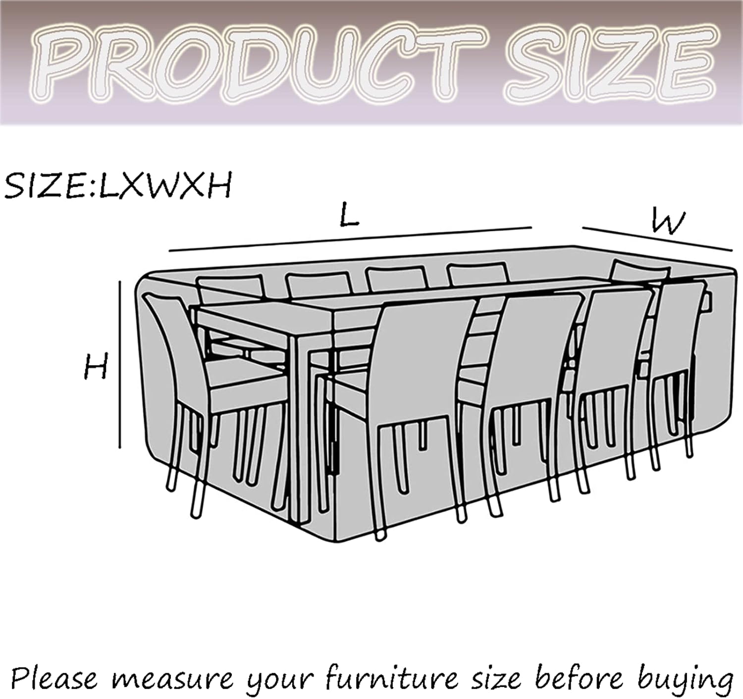 47x47x29 in Waterproof Garden Furniture Covers, 420D Table and Chair Covers Rectangular, Patio Furniture Covers Windproof, for Outdoor Patio Furniture, Drawstring with Hem