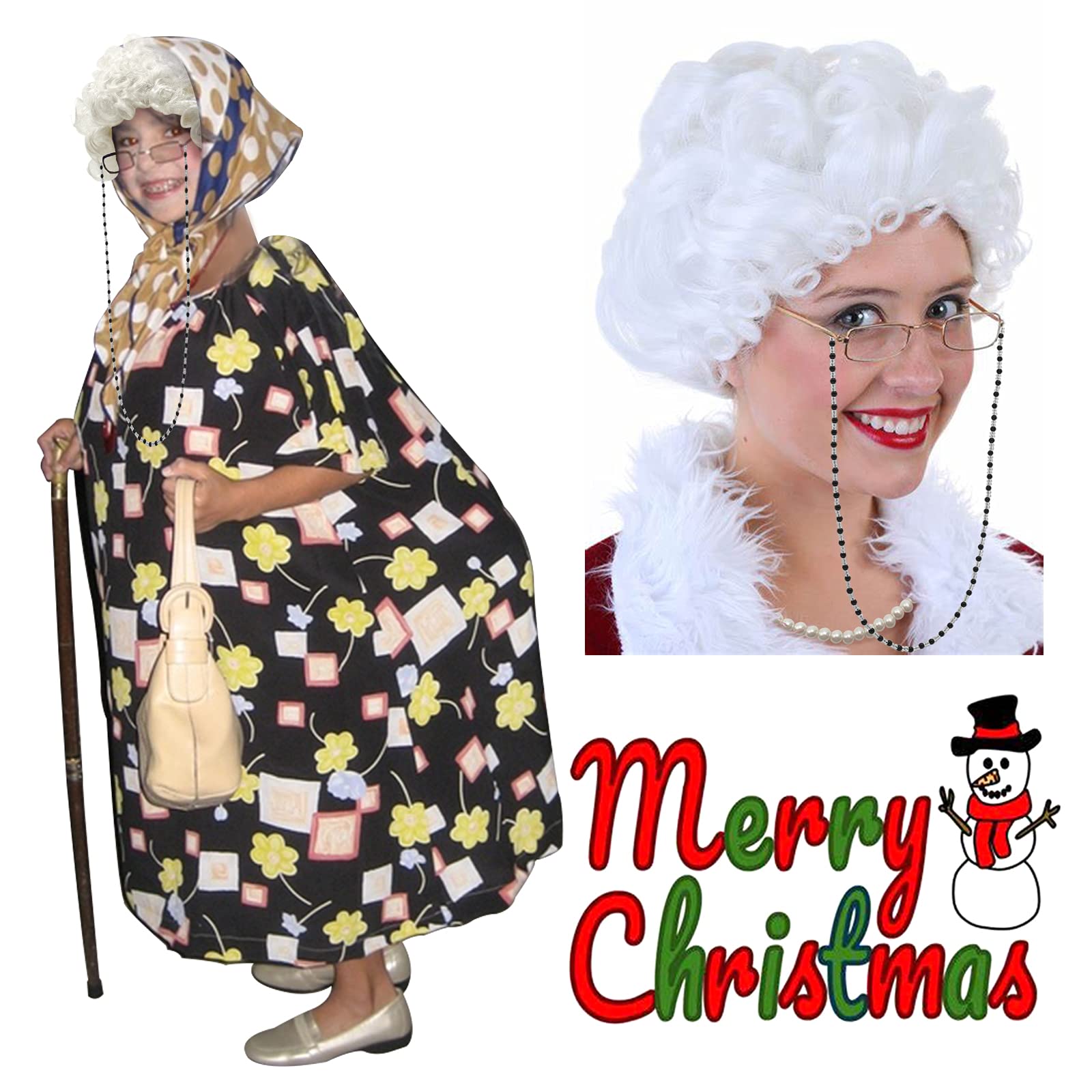 Disfraz De Anciana Con Peluca Para Mujer – Set Completo Con Gorro, Gafas Y Collar De Perlas Para Cosplay Y Fiestas