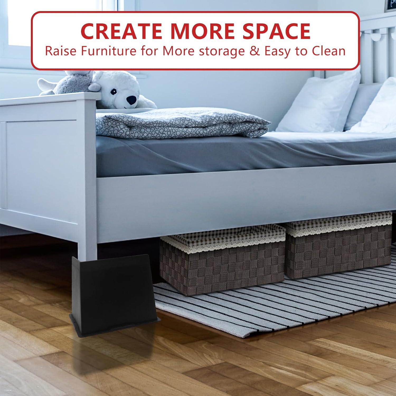 6 Pack Bed Risers 6 inch Heavy Duty, Oversized Furniture Risers, Extra Wide Bed Lifts Risers for Table, Sofa, Dorm Twin XL, Couch, Desk, Bed Frame Risers Supports Up to 6,500 Lbs