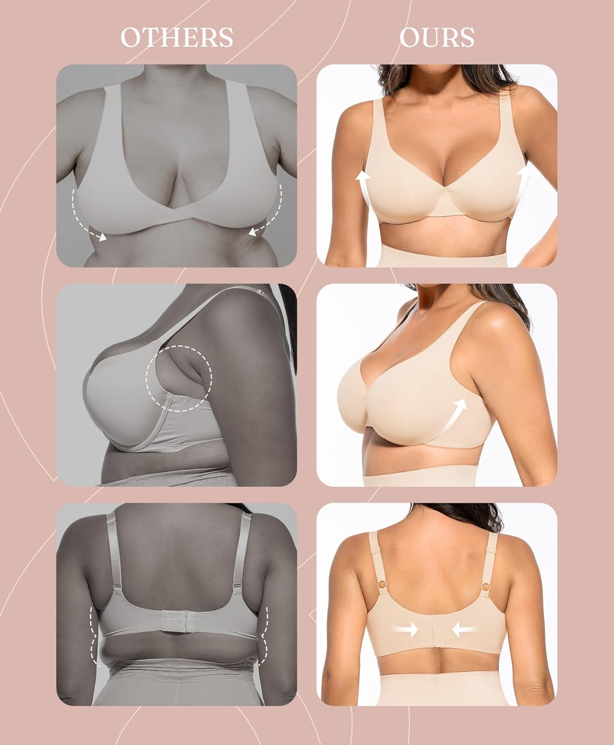FeelinGirl Bras for Women Unlined No Padding Comfort Underwire Plus Size Full Coverage Seamless Plunge Everyday Bras - Image 4
