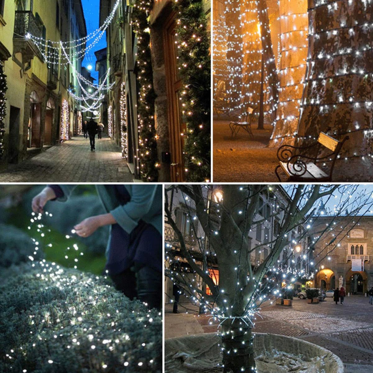 INOOMP 2 Satz Solarbetriebene LED Lichterketten mit 100 Leds 10m Länge Abs Material Ip65 Schutz für Garten und Veranda als Partydekoration