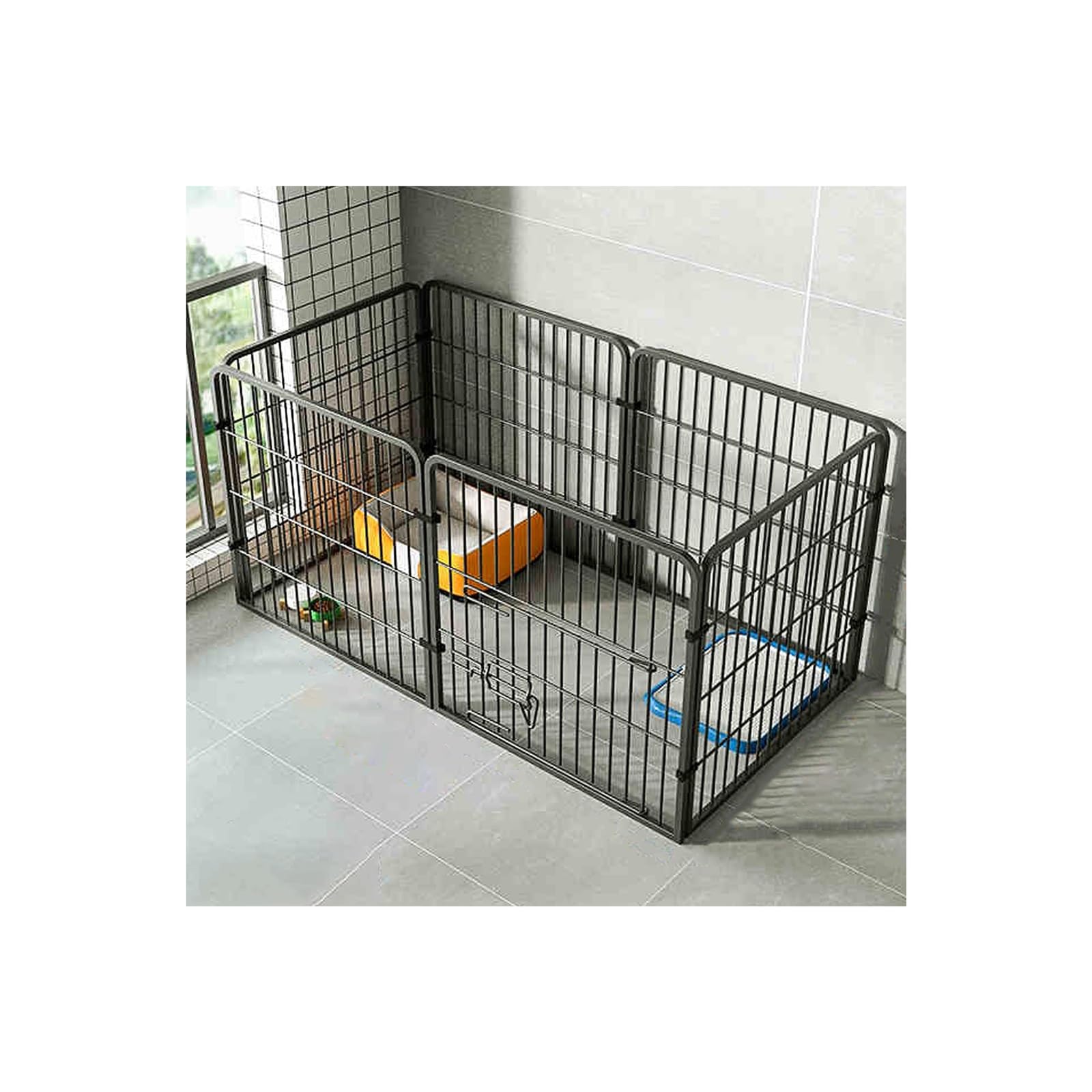 Enclos pour chiots noir 100x50x50cm avec porte pour parcs chiens