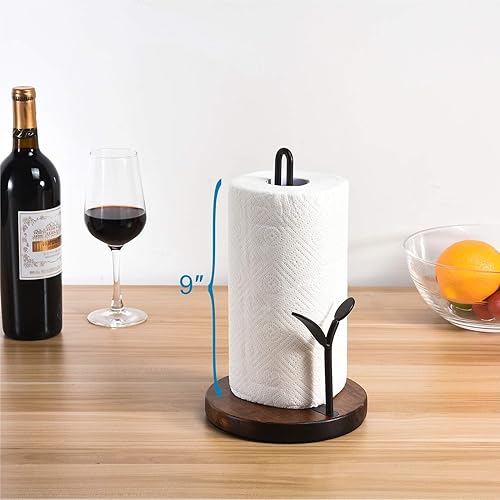 Miniatura 3 de Soporte para toallas de papel de pie, estante para colgar papel de cocina, organizador de toallas de papel de madera, dispensador de rollos para