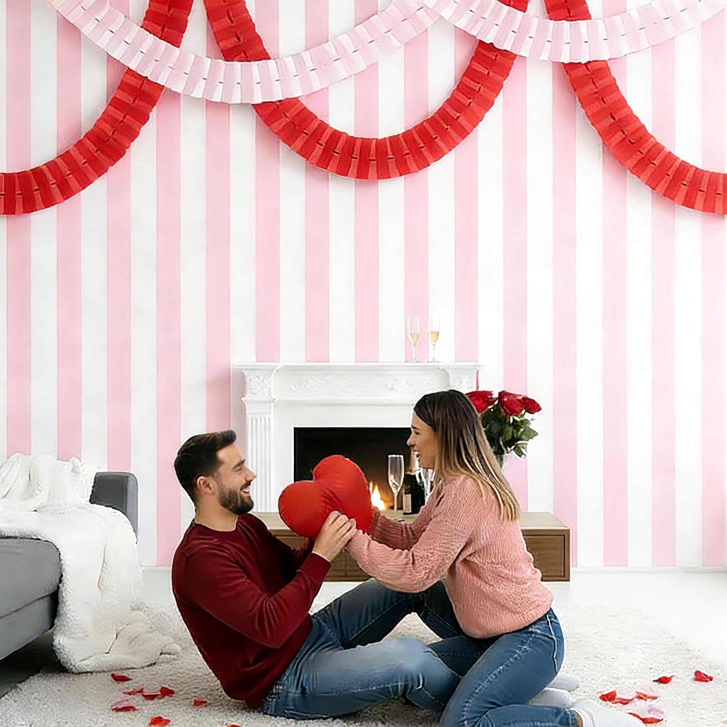 uxcell 5 Pcs Four Leaf Paper Flowers Hanging Garland Paper Streamers image 5