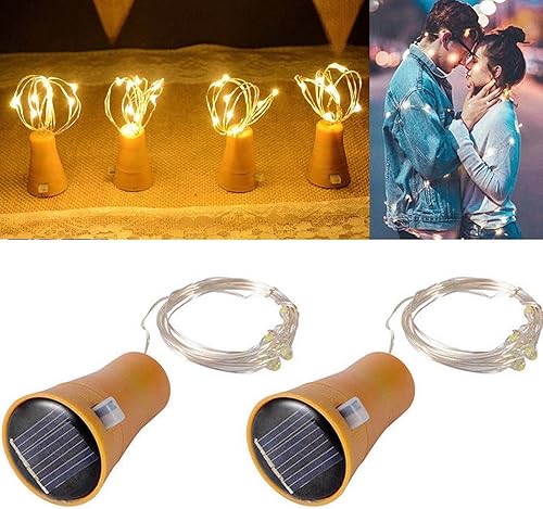 Miniatura 5 de Luces para botellas de vino con luces de corcho, 20 luces LED con luces solares de corcho para exteriores, impermeables, para botellas, luces
